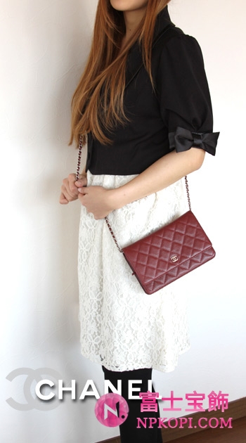 シャネル CHANEL クラシック ラムスキン ショルダーバッグ ボルドー＆シルバー A33814AAZZW